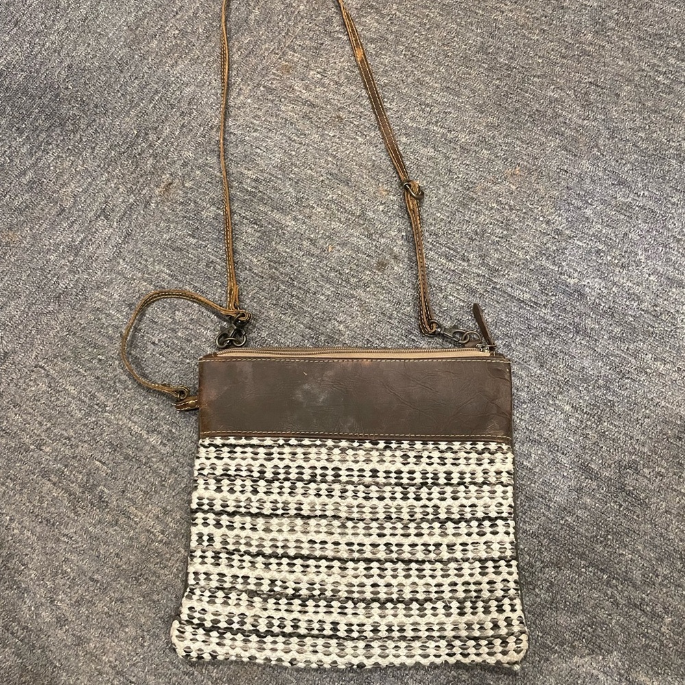 Brown and Cream Crossbody Bag